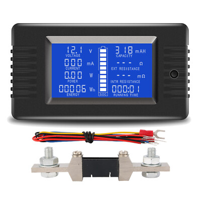 DC Multifunction Battery Monitor Meter 0-200V 0-200A LCD Display Digital Voltage
