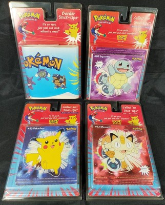 Vintage Pokemon - Border + Collect 'Em Stick-Ups Lot - MOC Priss Prints 1999
