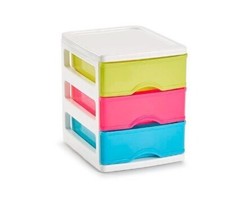 Bright Storage Drawers 3 Tier Tower Table Desktop Office Home School Desk Box