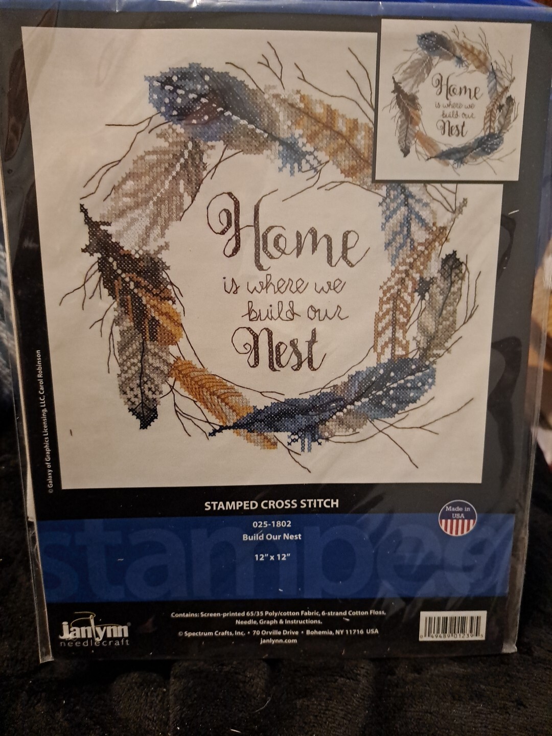 Janlynn Stamped Cross Stitch Kit 12"X12"Build Our NestStitched In