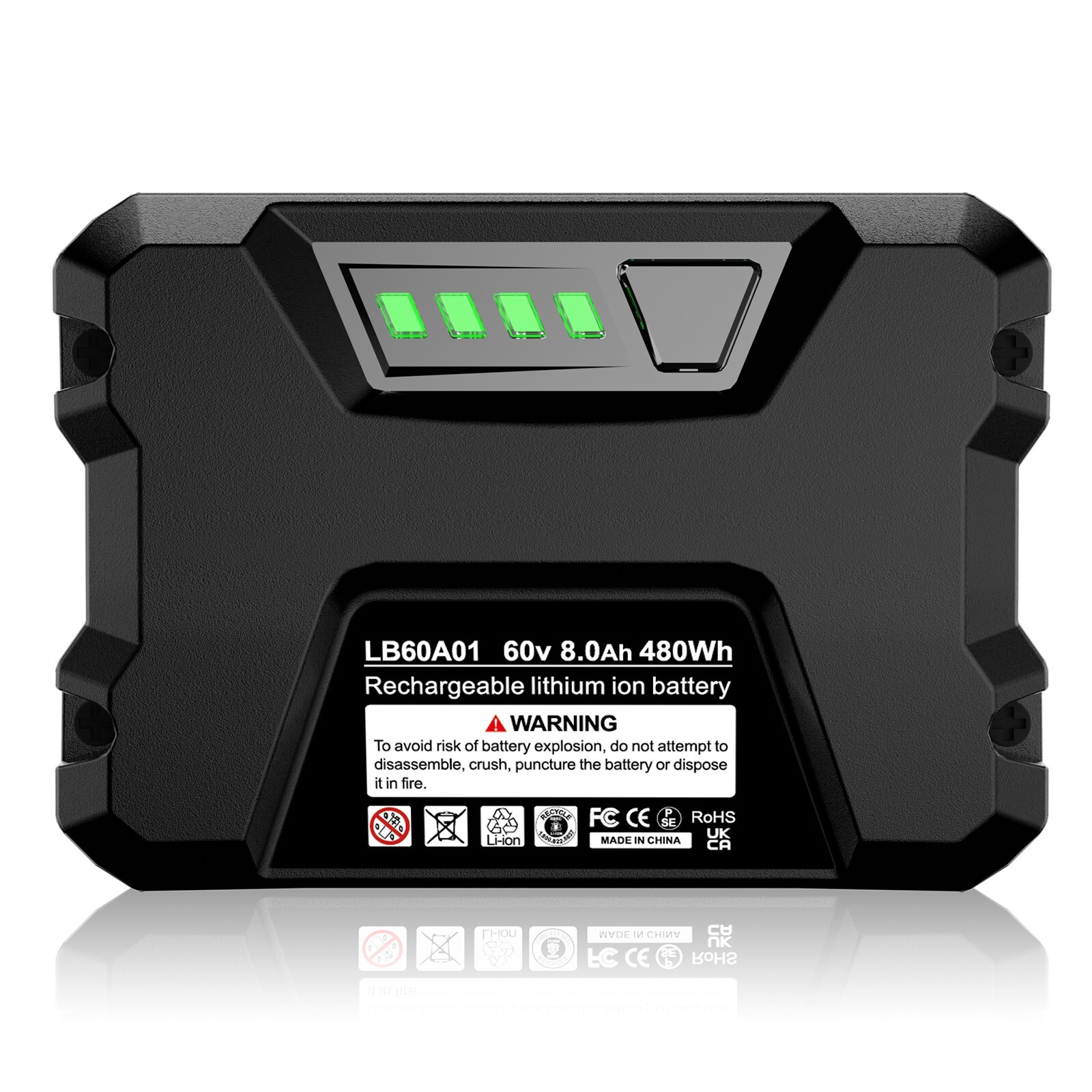 High-Capacity 5.0Ah & 8.0Ah Lithium-Ion Battery for Greenworks PRO 60V Max LB60A03 LB602 LB604 Tools
