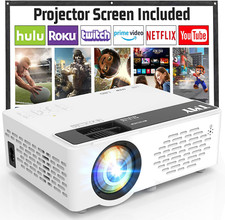 Mini Projector, Upgraded Bluetooth Projector with Screen, 1080P Full HD Portable