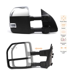 Towing Mirrors Fit 2009-2016 Ford F250 F350 F450 Power Heated Turn Signal Chrome