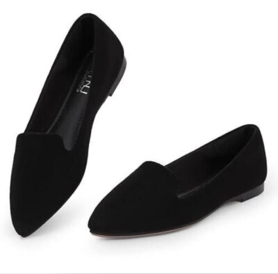 Musshoe Women s Black Suede Pointed Toe Flats 9.5