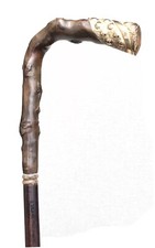 Vintage Antique Gold Filled Irish Blackthorn Handle Hardwood Walking Stick Cane