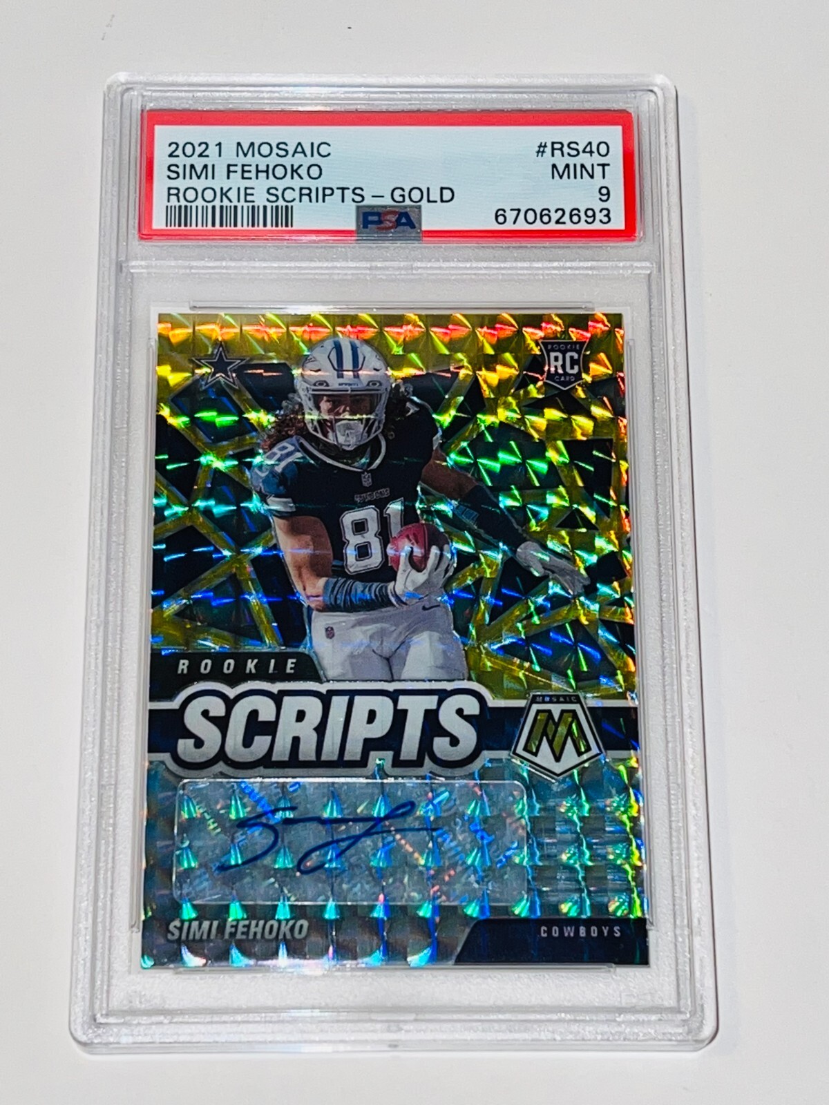 Simi Fehoko Panini Mosaic Rookie Scripts #RS40 Gold
