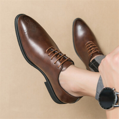 Men's faux Leather Dress Shoes Low Heeled Formal Tuxedo Derby Shoes
