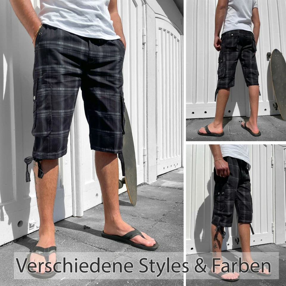 Herren 3/4 Bermuda Cargo Capri-Hose kurze Hose Herren-Shorts knielang Gr M-6XL - Bild 1 von 1