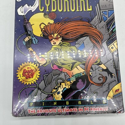 NOS Big Box Cyborgirl (PC, 1994) IBM MS DOS Floppy Disk Pinball Computer Game