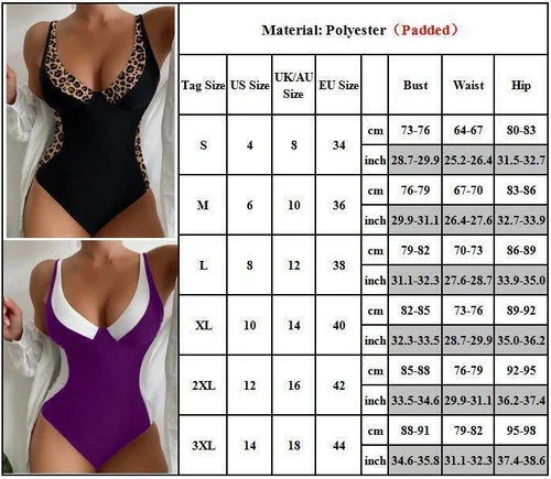 Damen Gepolstert Farbblock Einteiliger Bademode Badeanzug Swimsuit - Bild 3 von 13