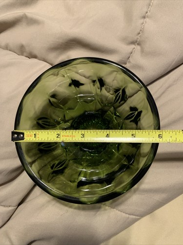 Vintage Pressed Green Colored Glass Candy Dish - Picture 5 of 9