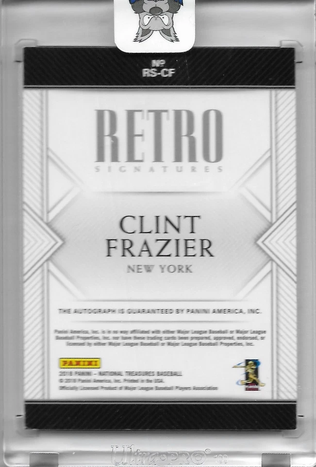2018 National Treasures Clint Frazier Retro Signatures Platinum NY Yankees 1/1 - Image 2 of 3