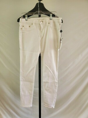 true religion スワロフスキー デニム 白 NWT True Religion Skinny Optic White Jeans Swarovski Crystal Zip