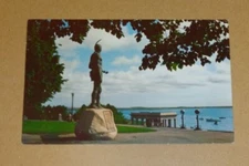 VINTAGE UNUSED POSTCARD - MASSASOIT INDIAN STATUE, PLYMOUTH MASS.