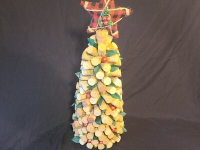 New Handmade 19' Wine Cork Christmas Tree With Embellishments. Sturdy & Festive!