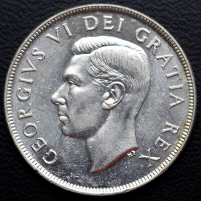 1952 CANADA $1 DOLLAR .800 SILVER - George VI - Voyageur