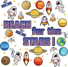 68 Pcs Outer Space Classroom Bulletin Border Decoration Star Cutouts Planet Astr