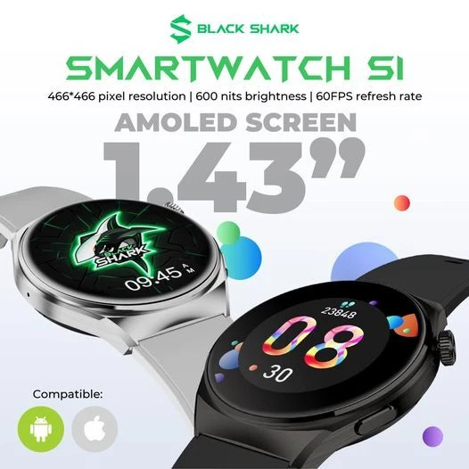 Xiaomi Black Shark S1 Smart Watch 1.43 AMOLED IP68 10-Day Battery By FedEx