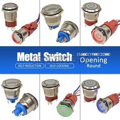 16mm/19mm/22mm Flat Round/Spherical Momentary Metal Push Button Switch 250V 5A