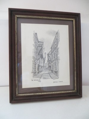 THE SHAMBLES YORK - BRIAN LEWIS - GATEHOUSE PPRINT - GERAHMT, VERGLAST