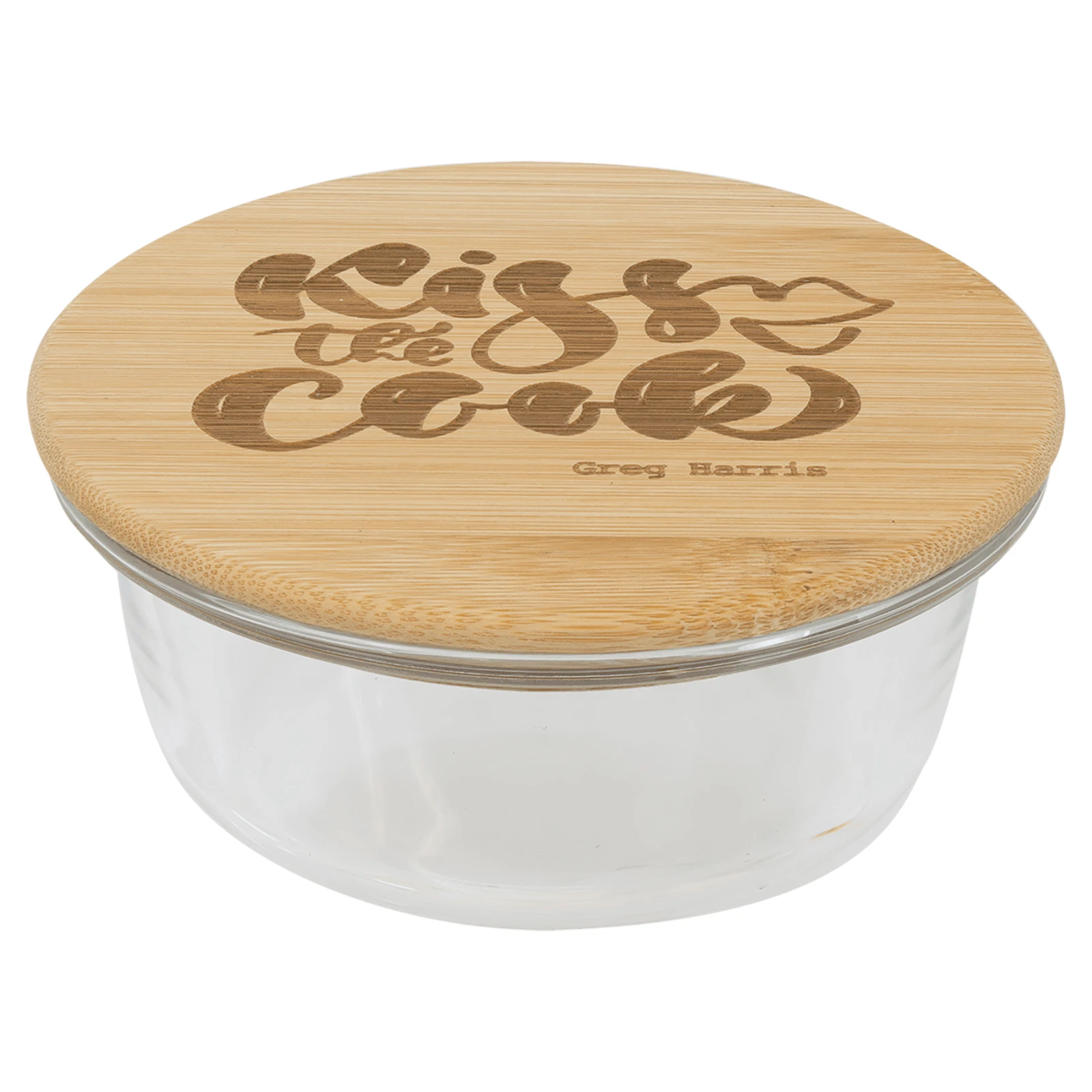 Personalized 13 oz. Round Glass Container with Bamboo Lid