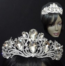 Teardrop Tiara Wedding Bridal Crown Headband Rhinestone Crystal Prom Party Wavy