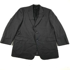 Hart Schaffner Marx Blazer Mens 44 R Charcoal Gray Pinstripes Wool USA Made