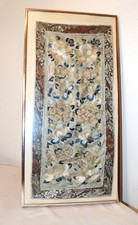 antique Chinese hand embroidery silk 1800's ornate Qing dynasty needlepoint