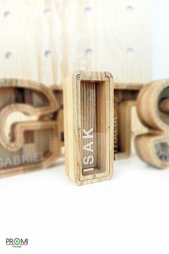 Wood Letter Piggy Bank Handmade Personalized Money Box Wood Coin Saving Medium - Picture 3 of 29