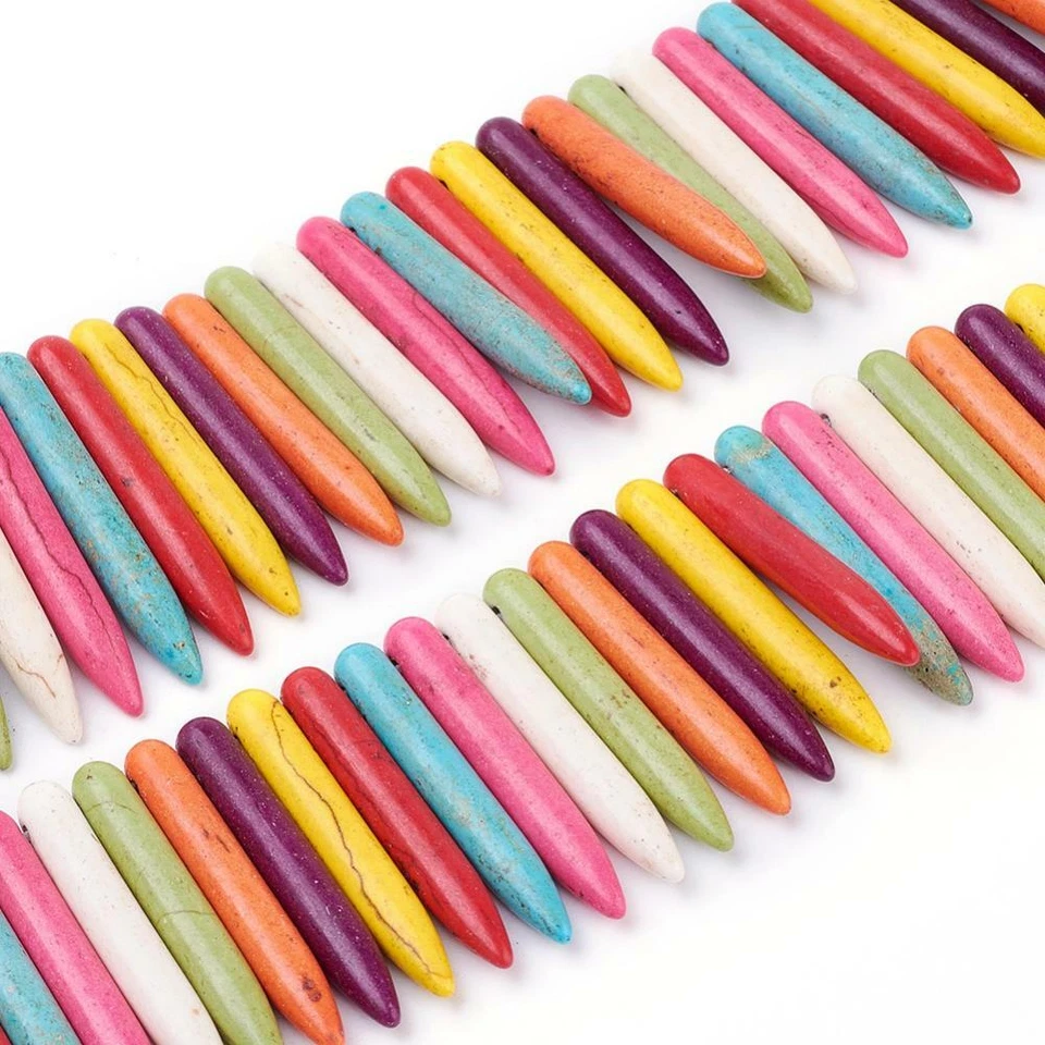 20x Türkis Perlen Anhänger Edelstein 35mm Stein Bunt Schmuckstein G785 - Bild 3 von 3