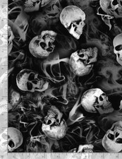Halloween Fabric By Yard Wicked Skull Smoke Cotton Timeless Treasures C8642