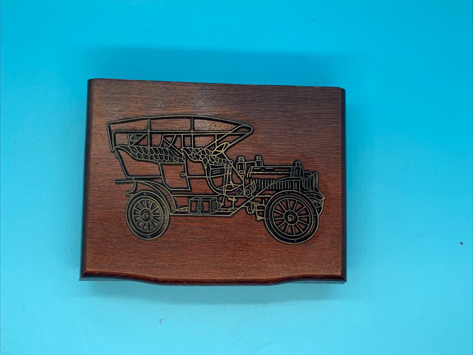 Vintage Emson Wood Classic Car Card Box With Sealed Two Decks Box1983