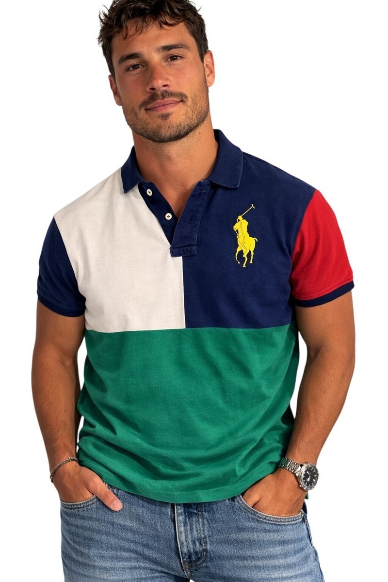S　Polo by Ralph Lauren 1st Type Vintage Polo Ralph Lauren Mens Polo Shirt S Colorblock Short