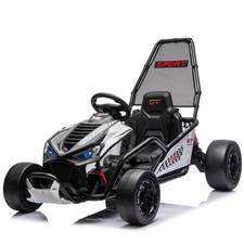 24V Electric Kids Go Kart w/Drift Mode, Roll Cage, 5pt Harness for Age 6-12
