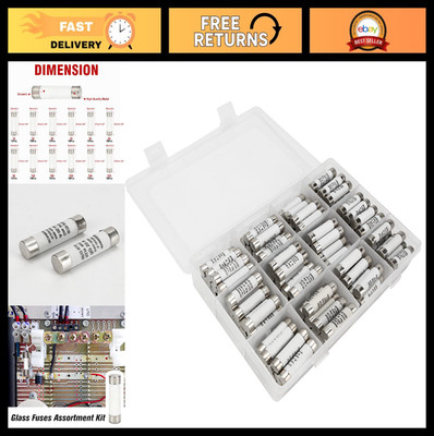 120 Pcs Glass Fuse Assortment Kit 12 Values 10x38mm 500V for Audio & Alarm Syste