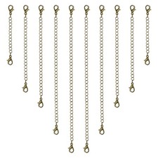 10Pcs Necklace Extenders Extension Chains with Lobster Clasps 5 Size Bronze