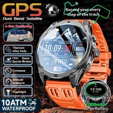 Outdoor GPS Smartwatch 2025 10 ATM Waterproof, Dual-Band GPS, Compass