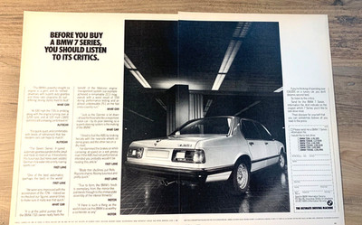 BMW 7 SERIES E23 1980s -  FRAMEABLE COLLECTIBLE ORIGINAL CLASSIC CAR ADVERT