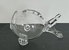 Vtg MCM Blenko Style Handblown Glass Open Mouth Fish Vase Terrarium 9" NICE