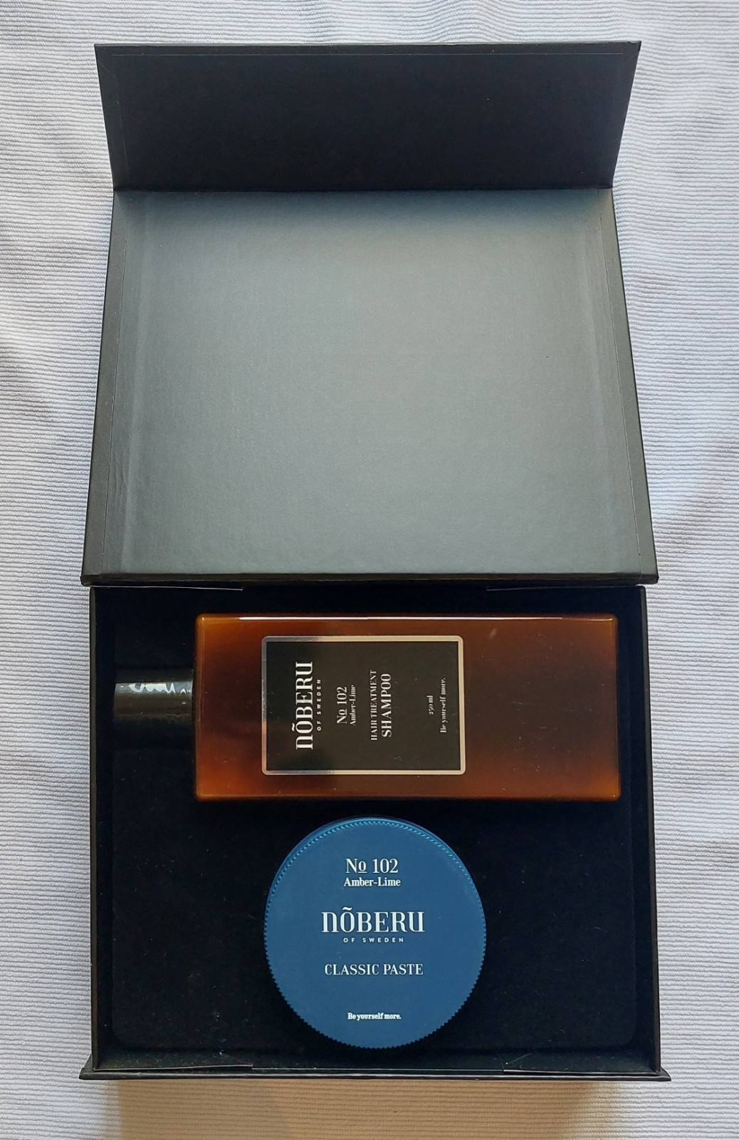 Noberu Coffret Cheveux n°102 Rituel Matinal Fraîcheur Amber-Lime Cire et Shampooing Homme