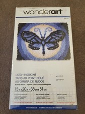 WonderArt Latch Hook Kit Butterfly Moon 15" x 20" Blue 426147 NEW