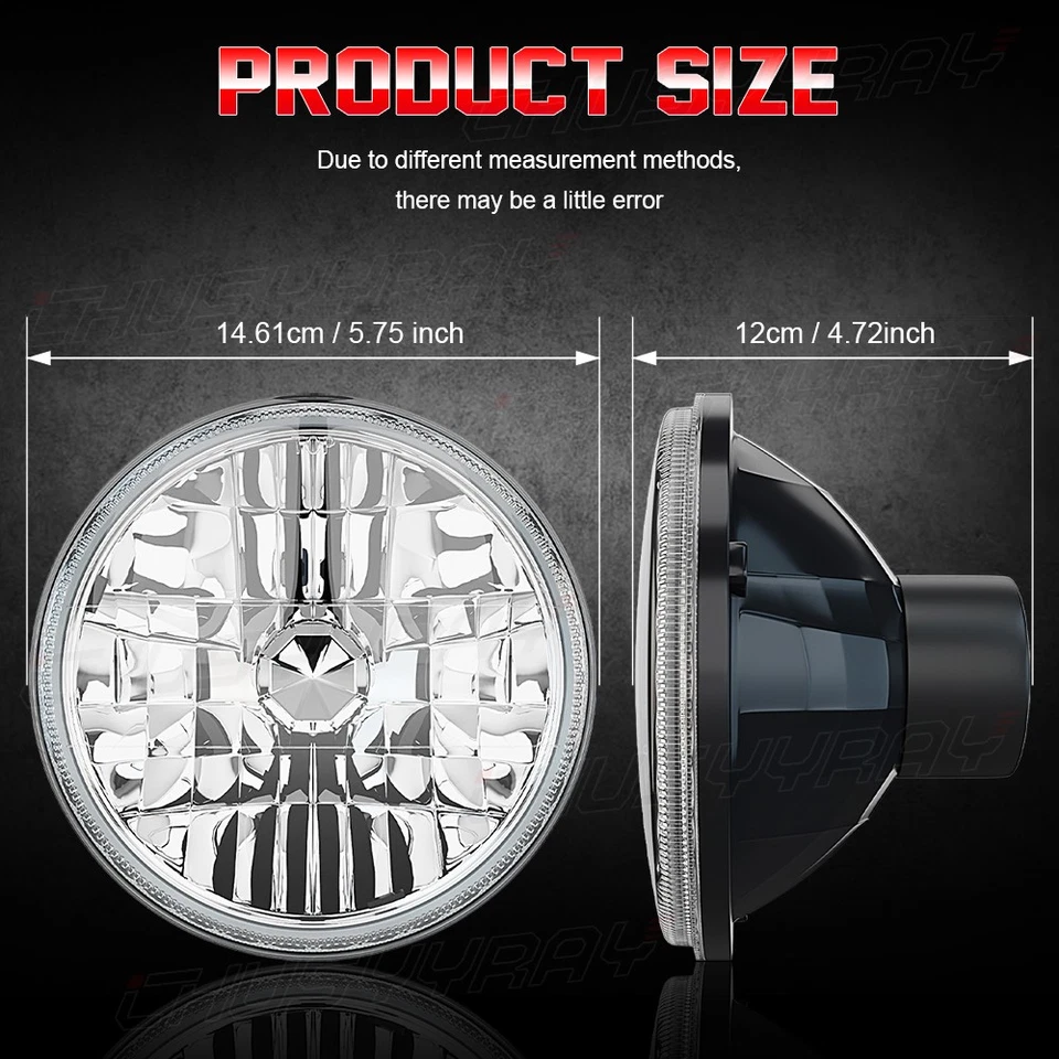 Светодиодные фары DOT H5001 H5006 4 шт 5,75 дюйма подходят для грузовика Dodge D100 D200 W100 W200 - Изображение 2 из 4