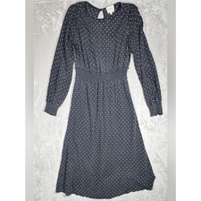 Sezane Louisa 100% Silk Black White Polka Dot Long Sleeve Midi Dress 38 (US M)