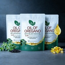 3-PCS Powerful Synergy:Oregano Oil 6200mg with Black Seed Oil.
