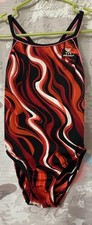 TYR Duralast Youth Girl's Plexus Red/Black DiamondFit One Pc Swimsuit Sz 26