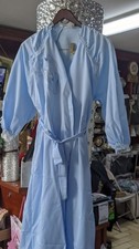 Elegant Light Blue Satin Robe and Nightgown Set, New