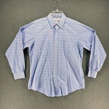 Brooks Brothers Dress Shirt Mens 16 34/35 Blue Plaid Check Long Sleeve Non-Iron