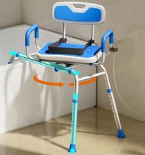 Sliding Shower Chair with Padded 360° Swivel Seat, 330lbs Tub Transfer Benc