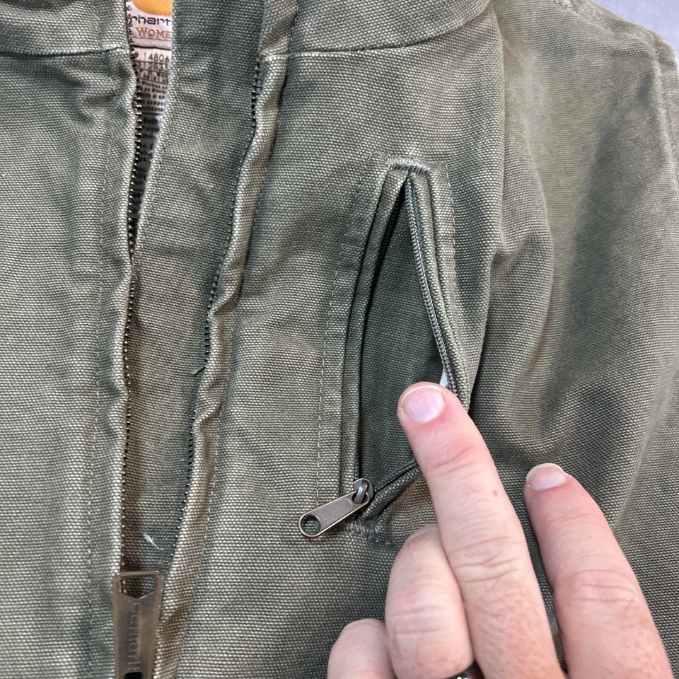 Chaleco Carhartt Lona Sherpa Forrado Para Mujer Talla XL Marrón Oscuro Cremallera Completa WV001 DKB Foto 4 de 4