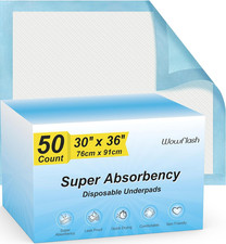 Super Absorbency Disposable Underpads, 5 layered Protection, 50 Count 30 X 36